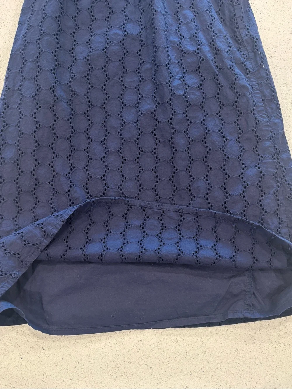 Nautica Girls Navy Eyelet Ruffle Off-Shoulder Dress, Size 7
